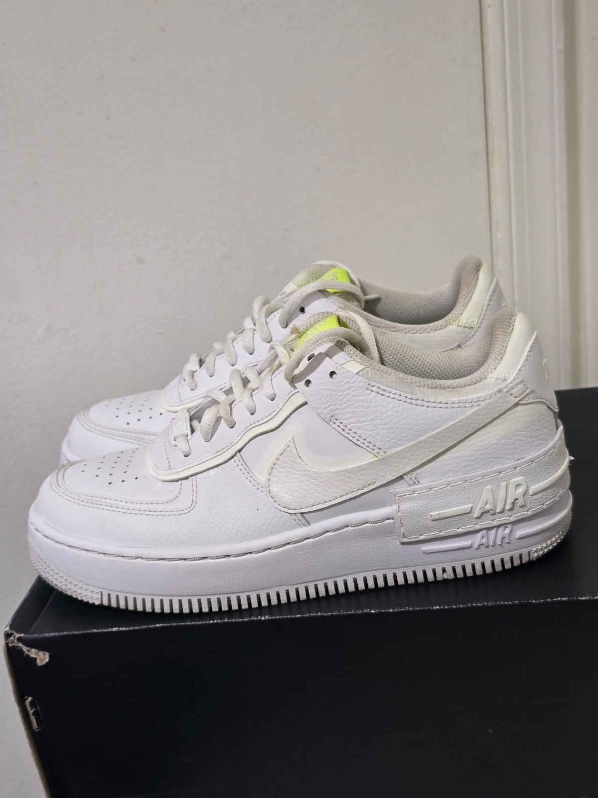Nike Air Force 1 Shadow White lemon Athletic Shoes CI0919-100 Womens Size 8.5