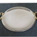 KROMEX Vintage Round Serving Platter Chrome Gold Handles Mid Century MCM