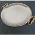 KROMEX Vintage Round Serving Platter Chrome Gold Handles Mid Century MCM