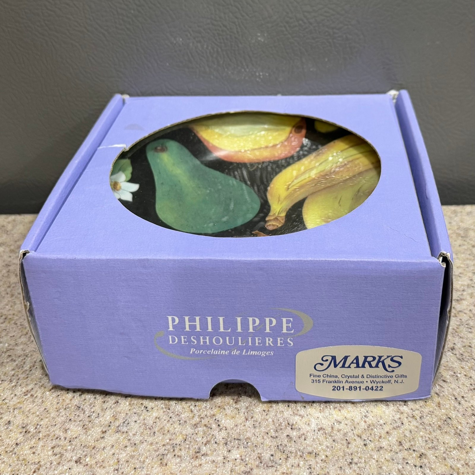 Philippe Deshoulieres Limoges France 6 Porcelain Cocktail Plates Tropical Fruit