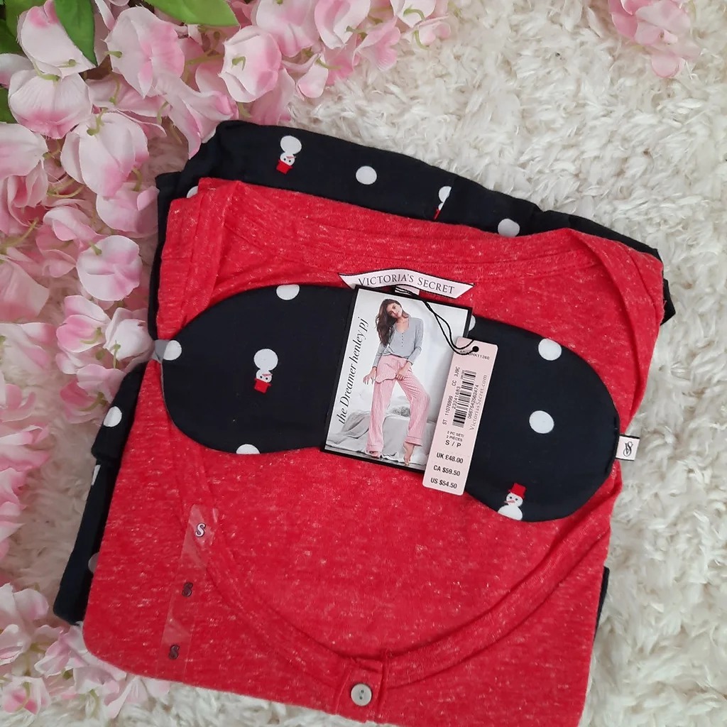 NEW Small VS Dreamer Henley 3-piece PJ Set with Snowmen