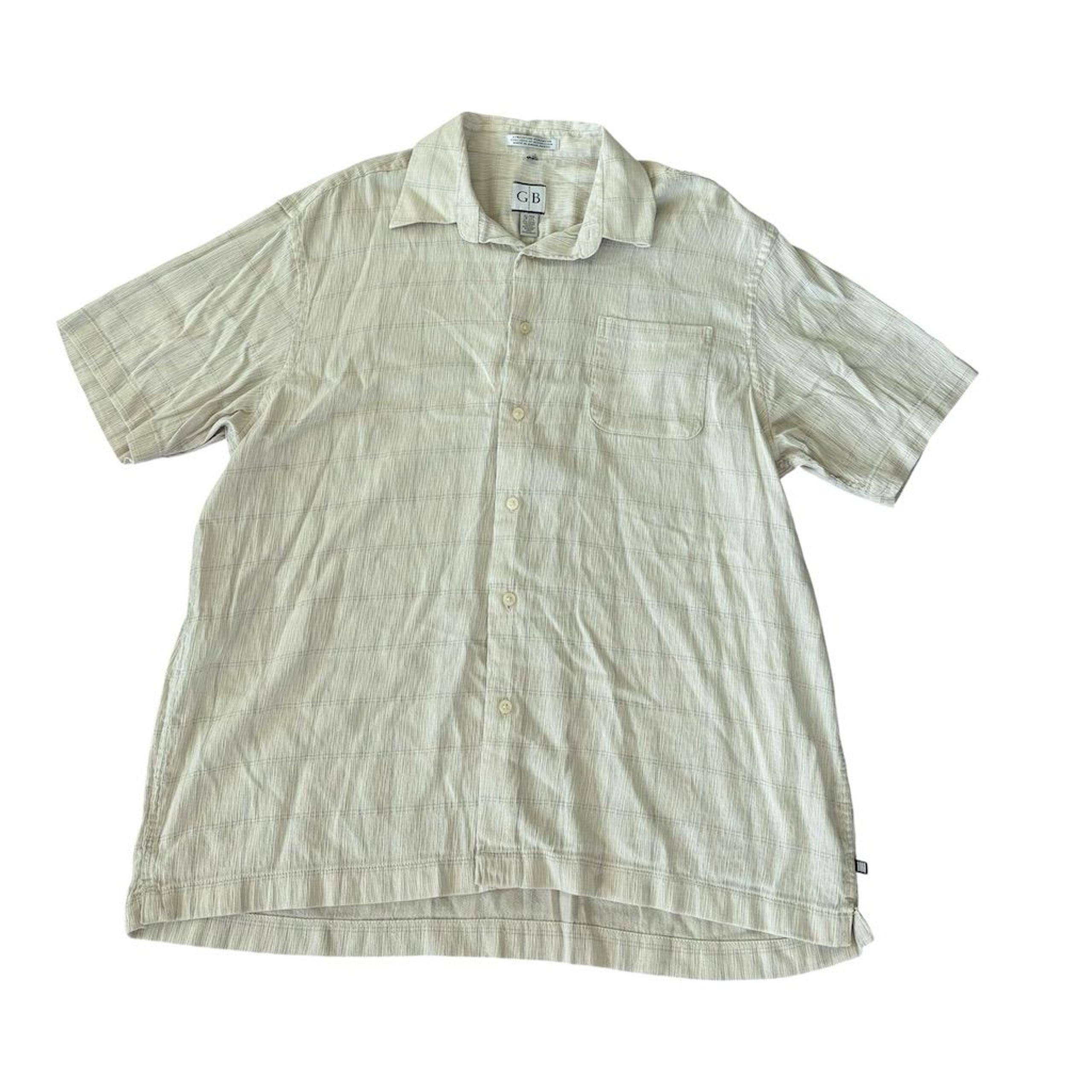 Geoffrey Bean Men's XL Beige Short Sleeve Button-Up Casual Shirt