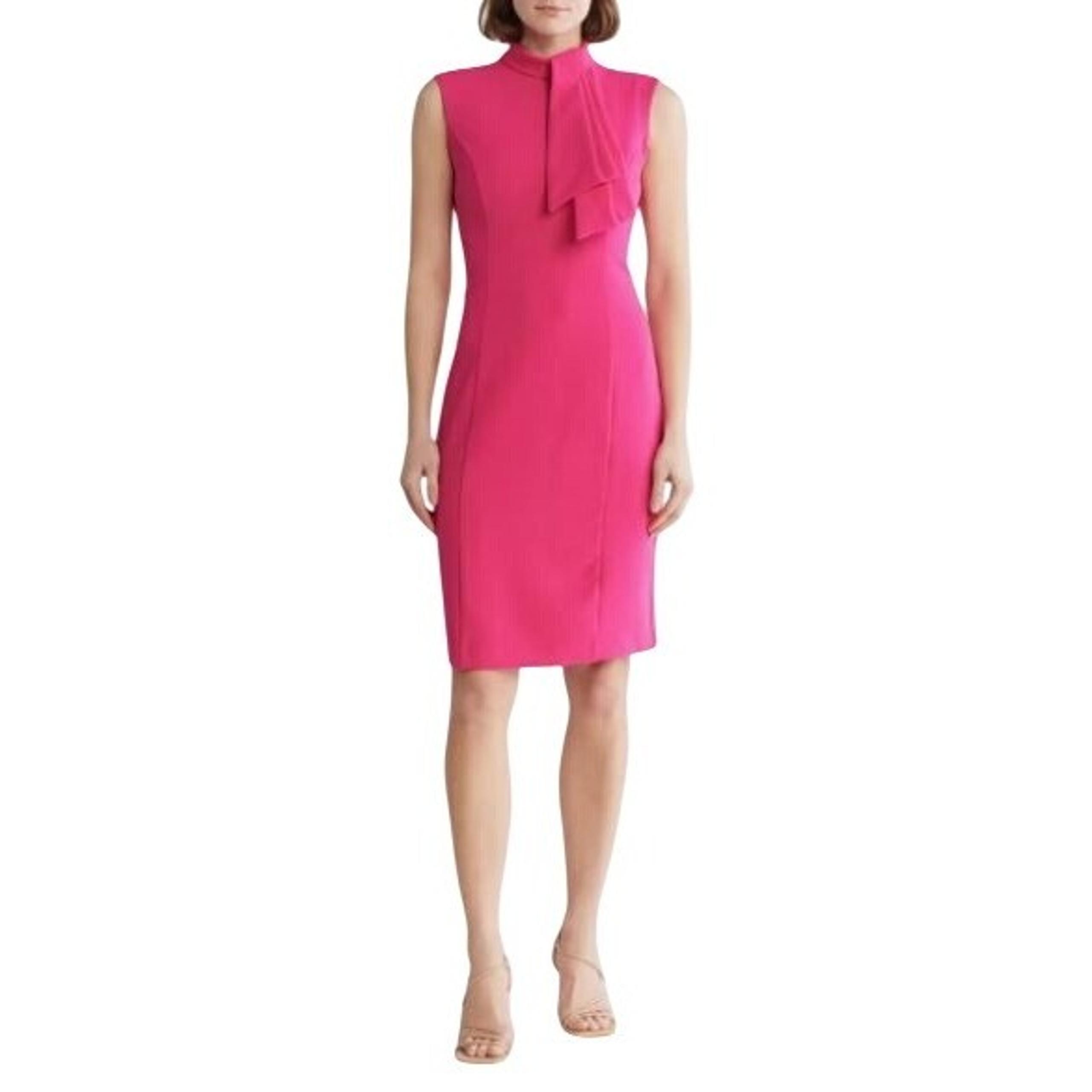 Eliza J Womens Berry Tie Neck Sleeveless Crepe Sheath Midi Dress Sz 8 NWT