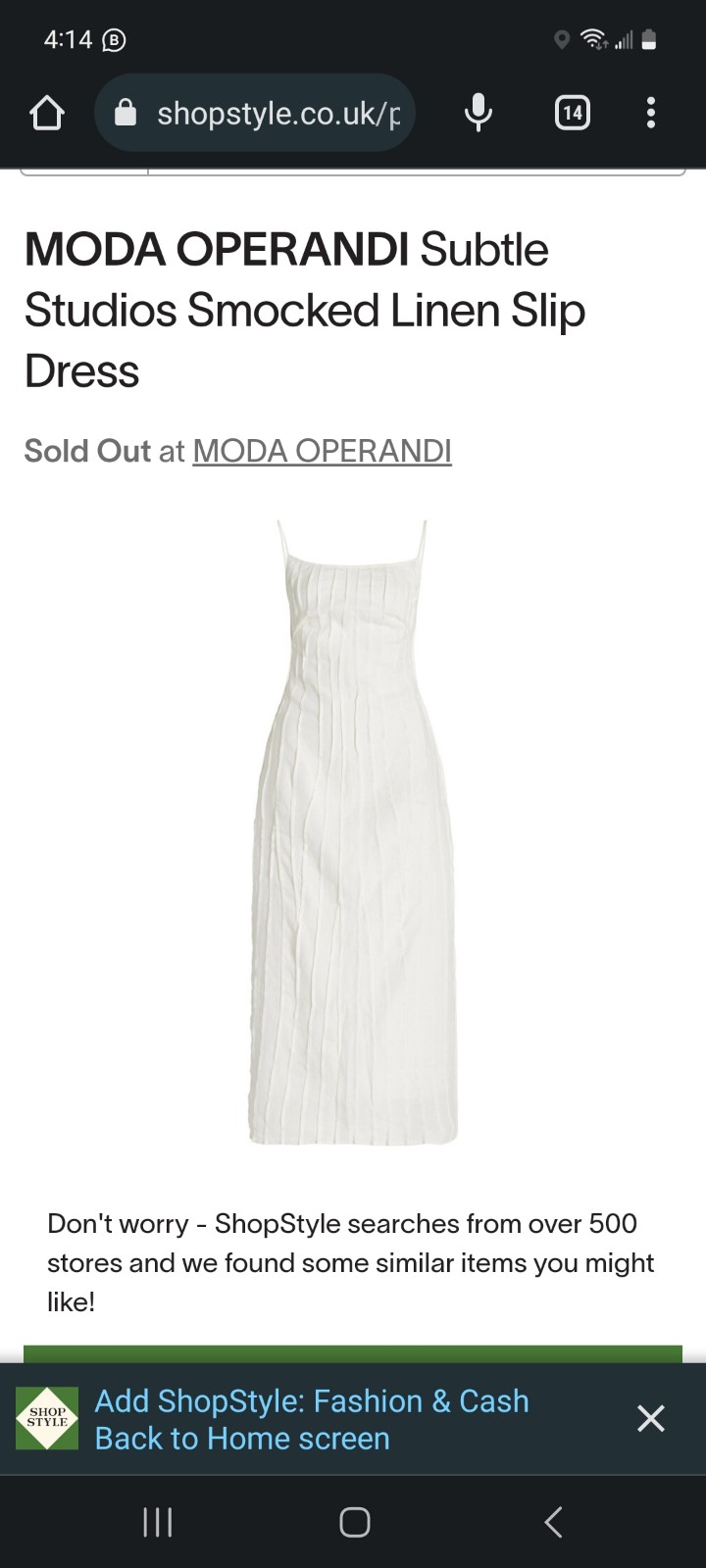 NWT Subtle Studios Smocked Linen Slip Dress