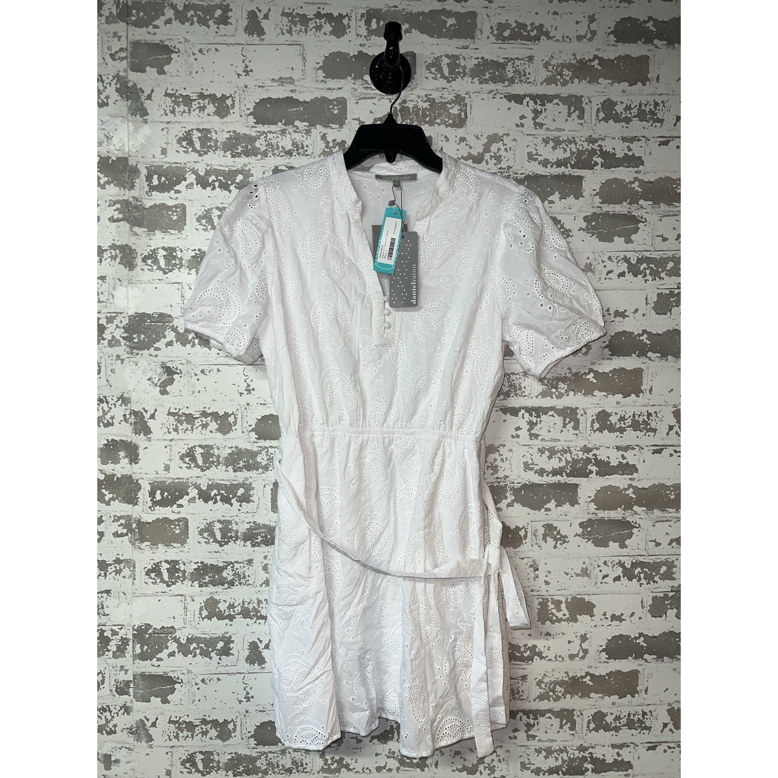 NWT! Daniel Rainn Eldora Tie Waist Shirt Dress Size Large - White