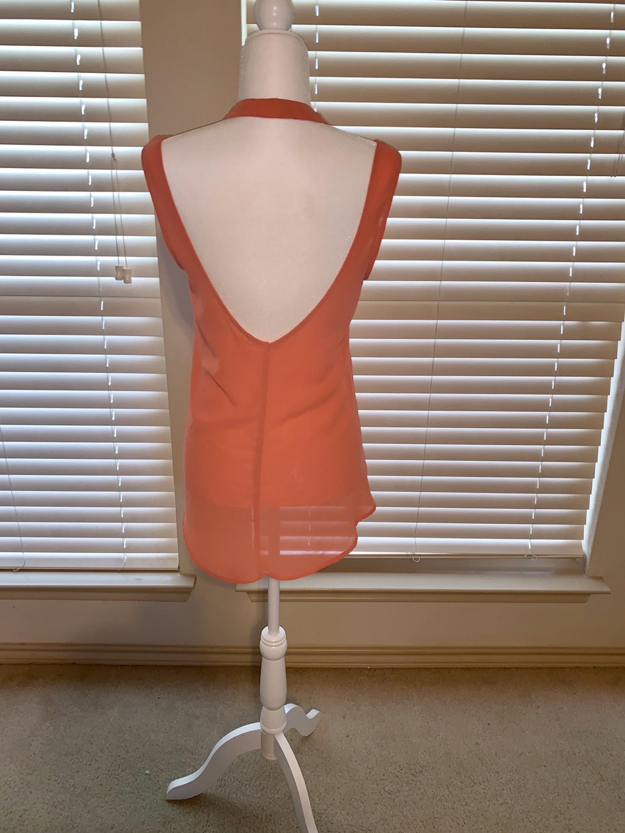 Coral Buttoned Backless Top