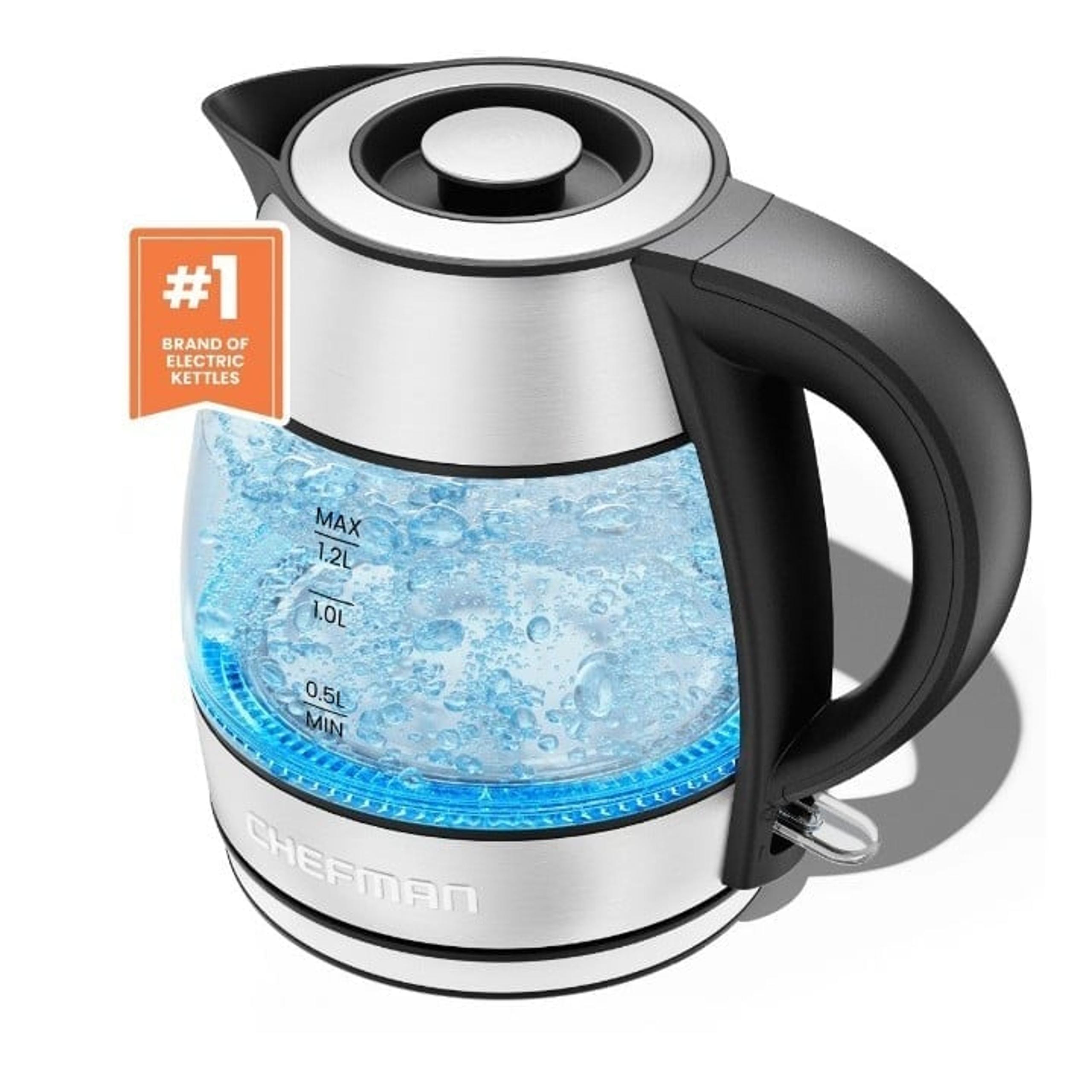 Chefman Electric Tea Kettle Fast Boiling 1.2L + 1500Watts Stainless Steel