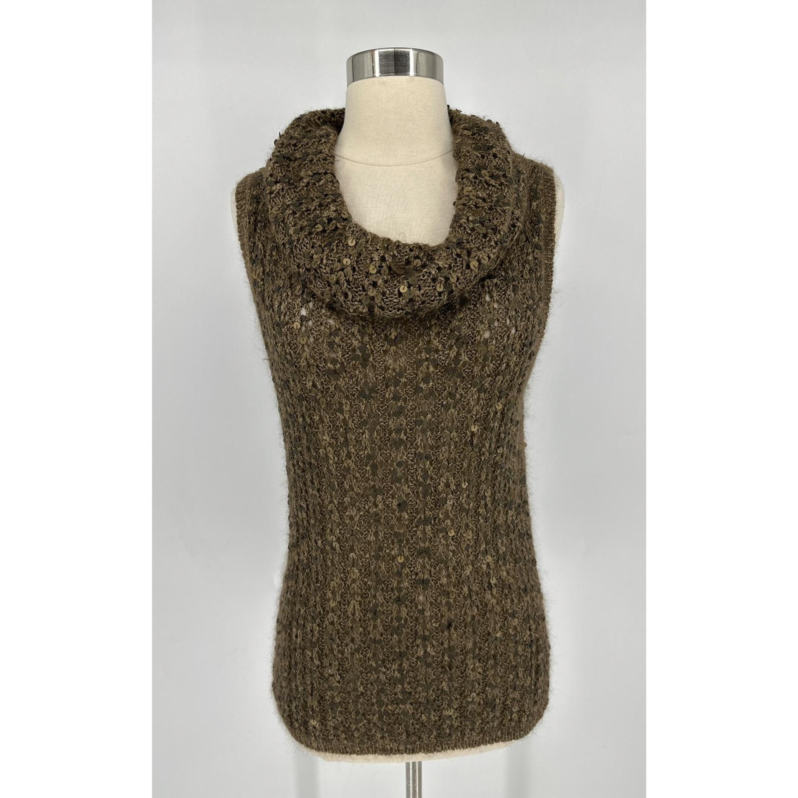 Ellen Tracy Crochet Cowl Neck Sleeveless Top