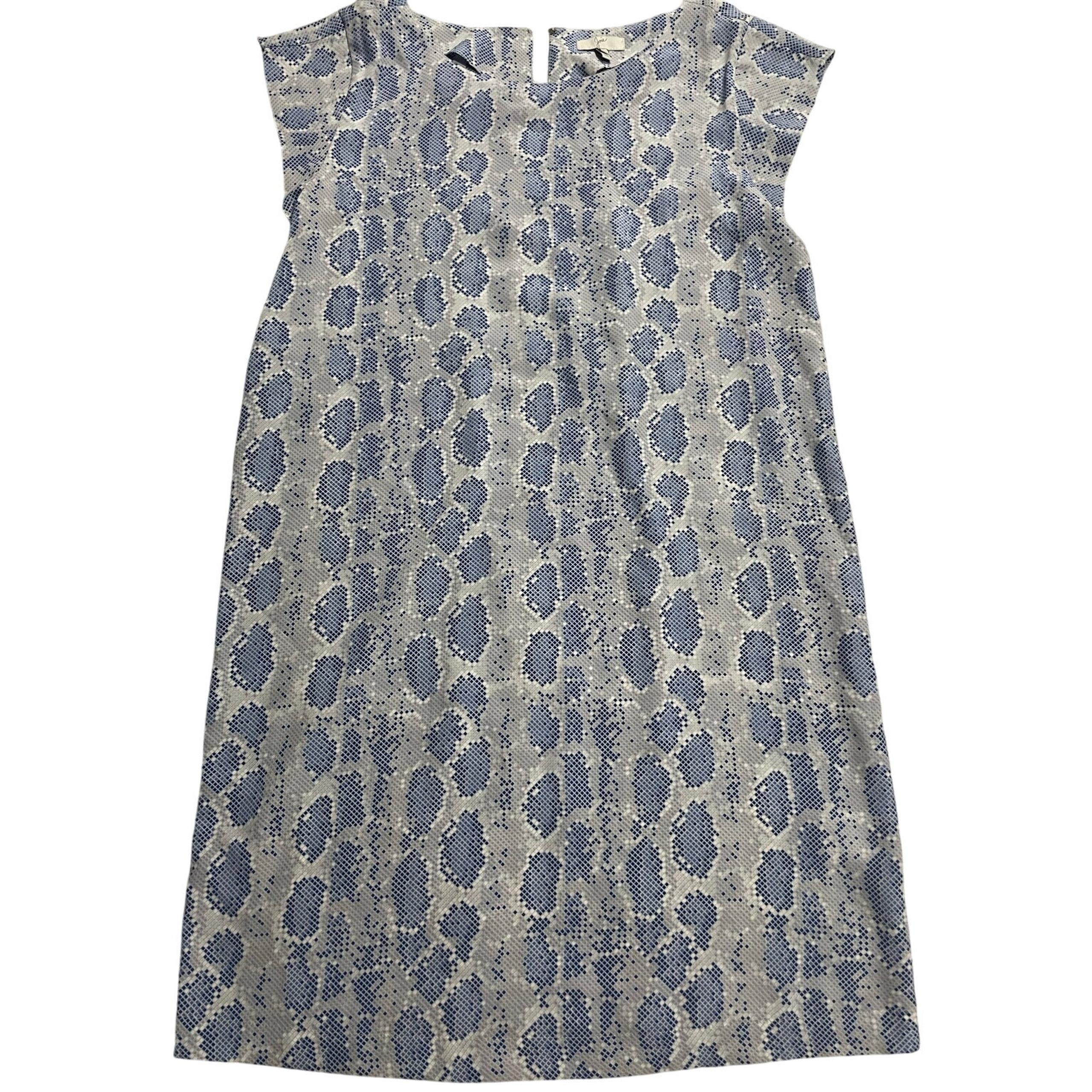 Joie Shift Dress 100% Silk Snake Womens Small Knee Length Cap Sleeve Blue White