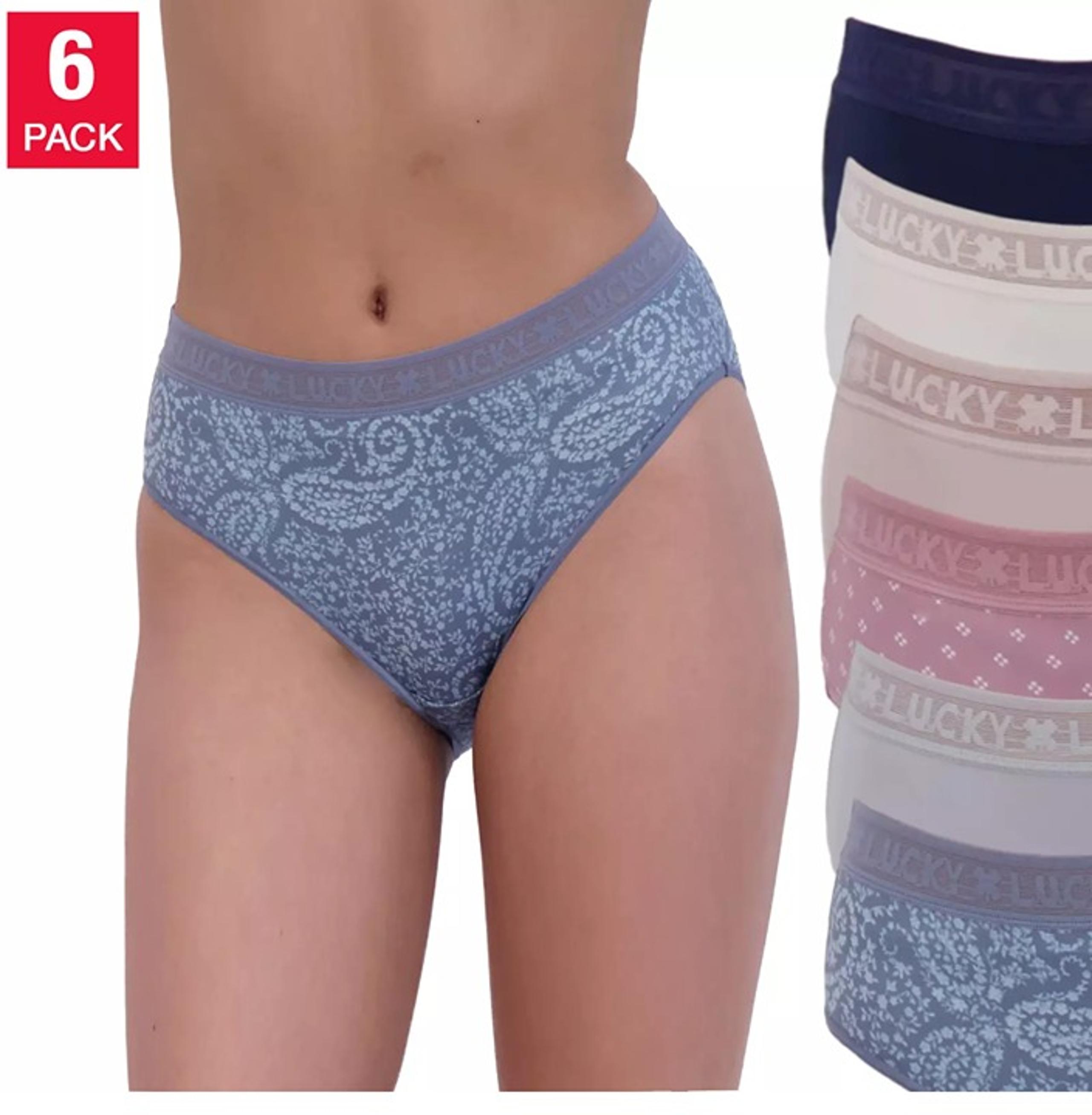 NWT Lucky Brand Women's 6 Pack Hi-Cut Panties Blue Size S $65 11HL223 11HL221