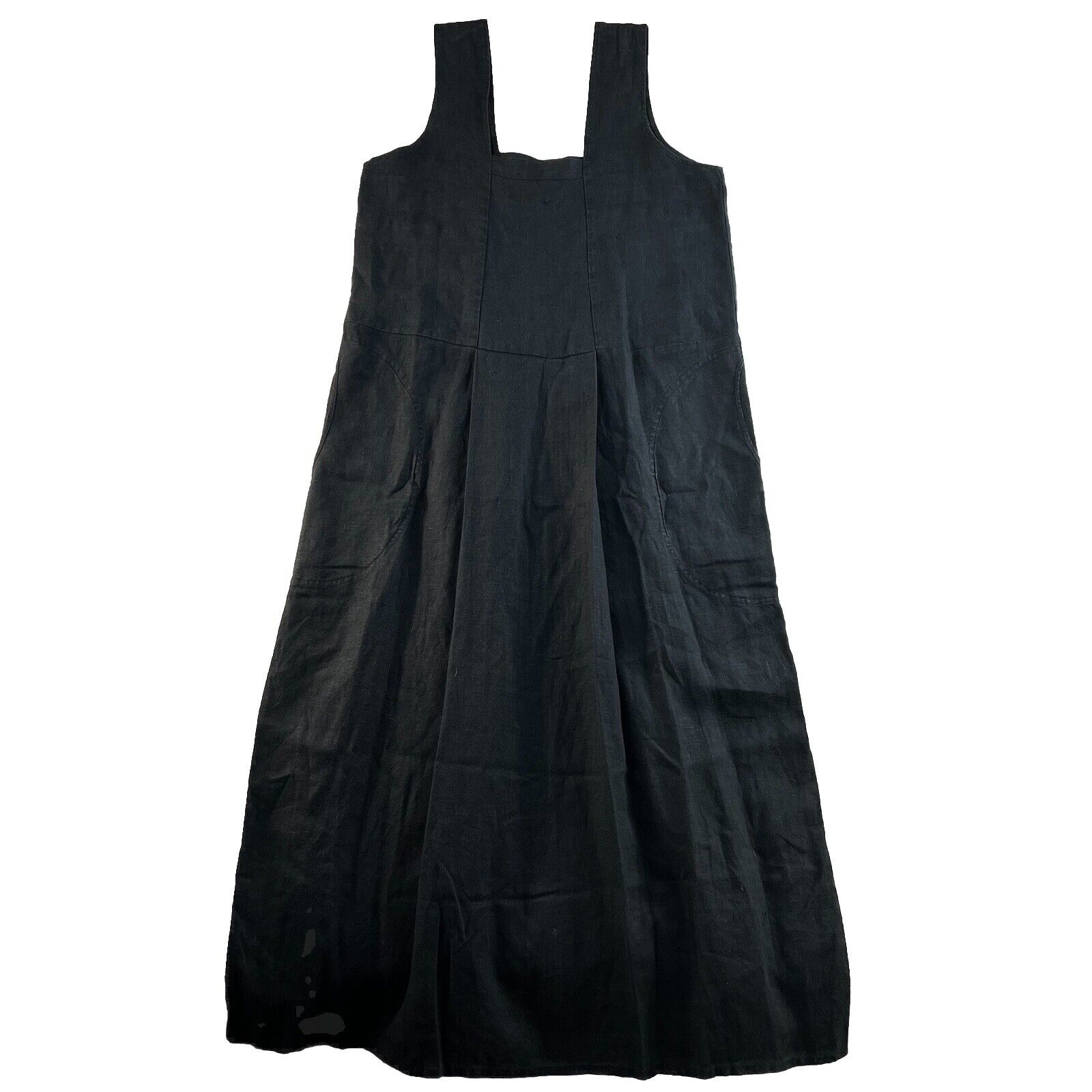Vtg FLAX Size M Overall Dress By Jeanne Englehart Linen Duster Lagenlook Long
