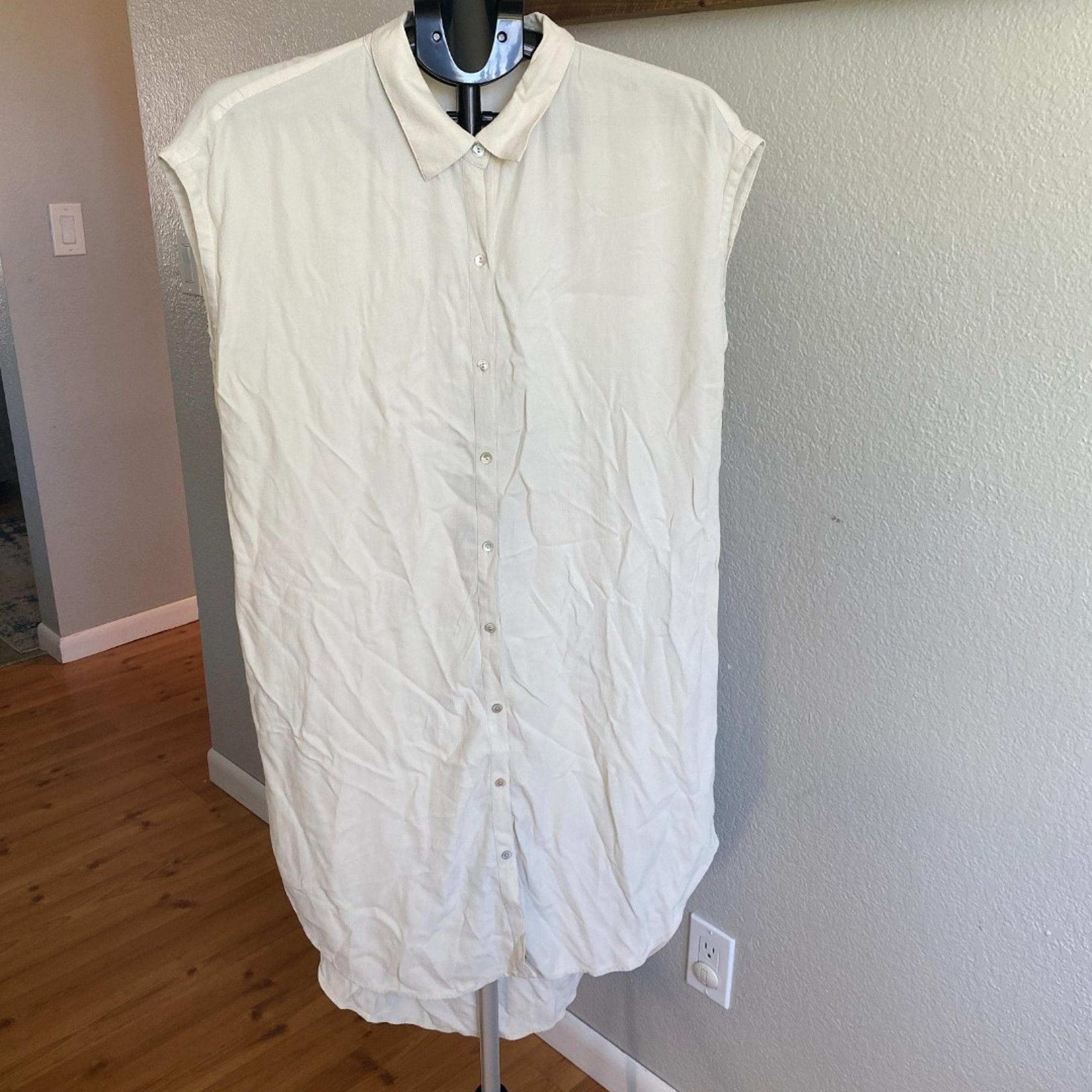 Eileen Fisher Tunic Hi-Lo Dress Flowy Minimalist Lagenlook Breezy Flowing Size M