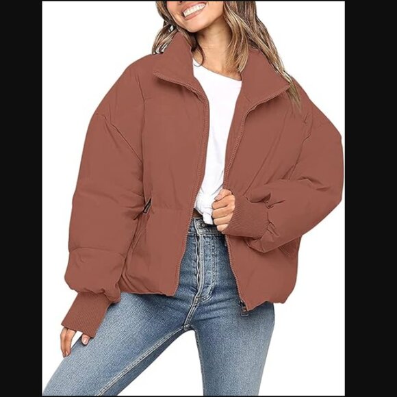 Merokeety Red Brown Puffer Jacket M