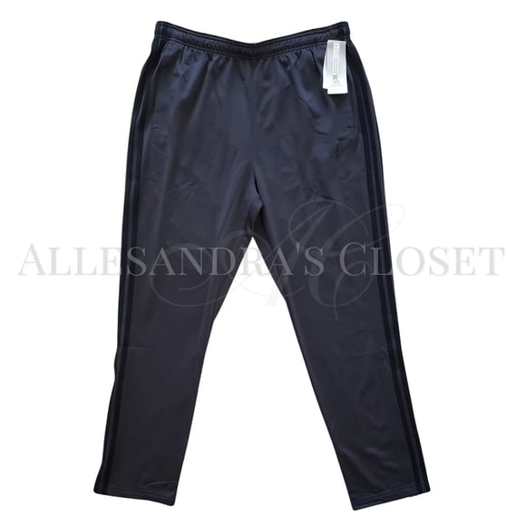 Adidas Tricot Pants Men 2XL Carbon/Black Stripe Tapered Full Length Zip 2XL NWT
