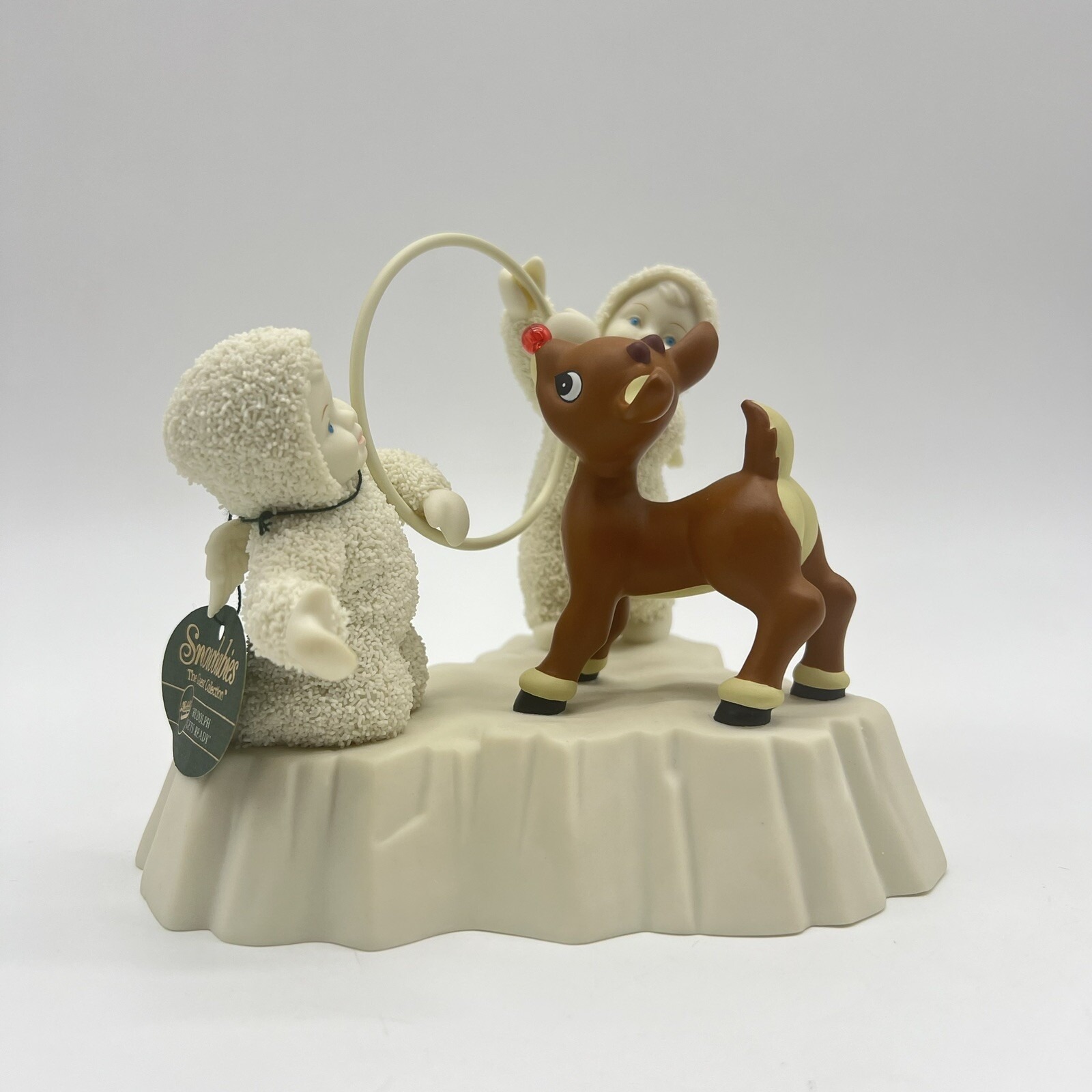 Dept 56 Guest Snowbabies Rudolph Gets Ready Red Nose Reindeer Figurine Works