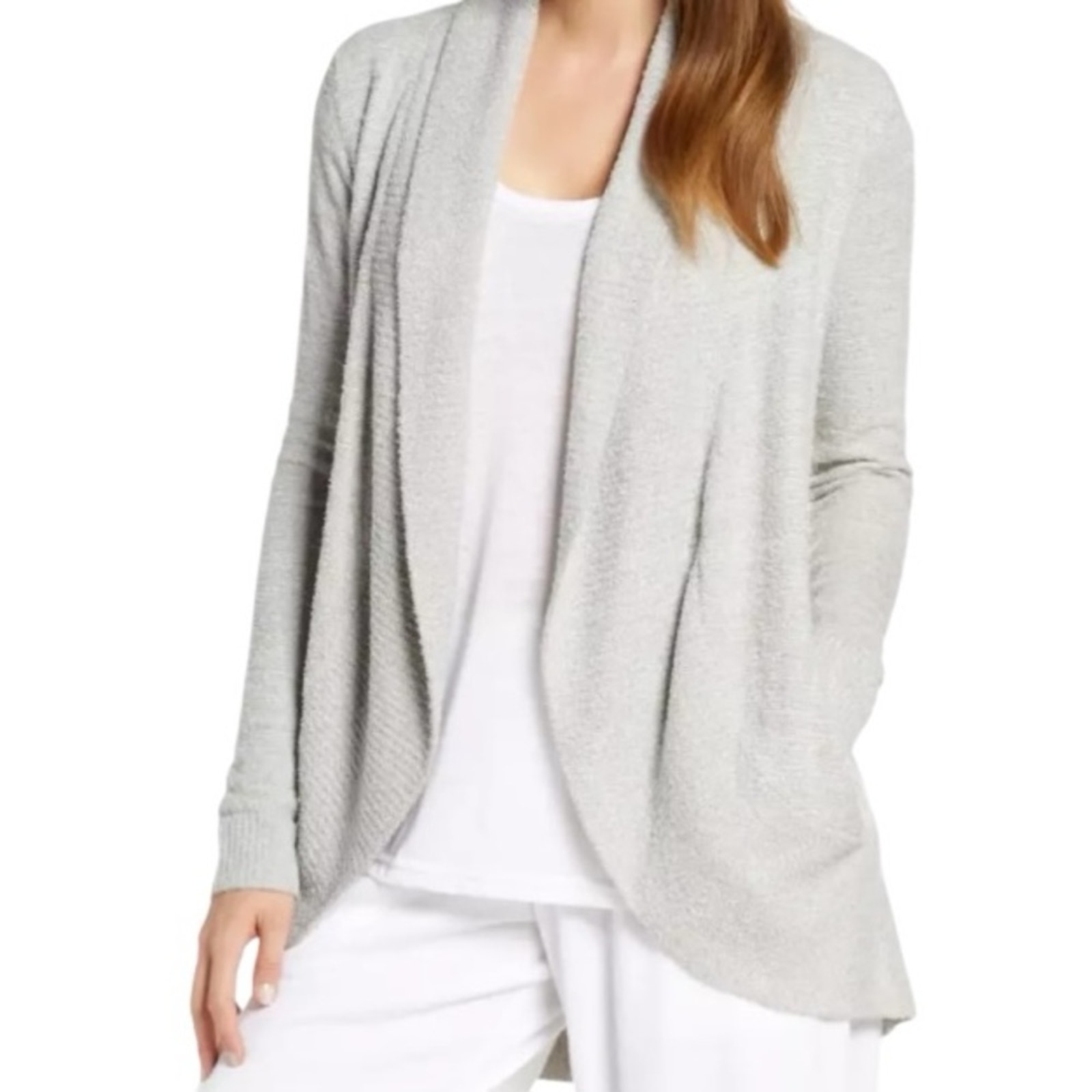 Barefoot Dreams Cardigan Light Gray Medium New