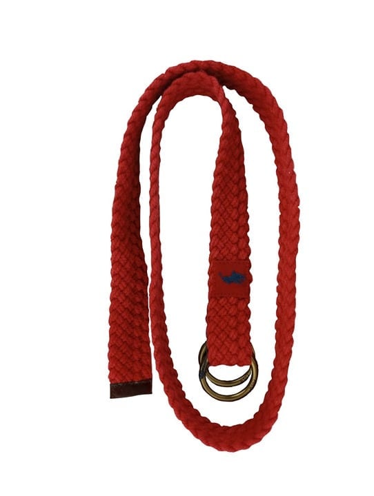 Polo Ralph Lauren Men's Webbed Cotton Double O-ring Leather Trim Belt-Medium