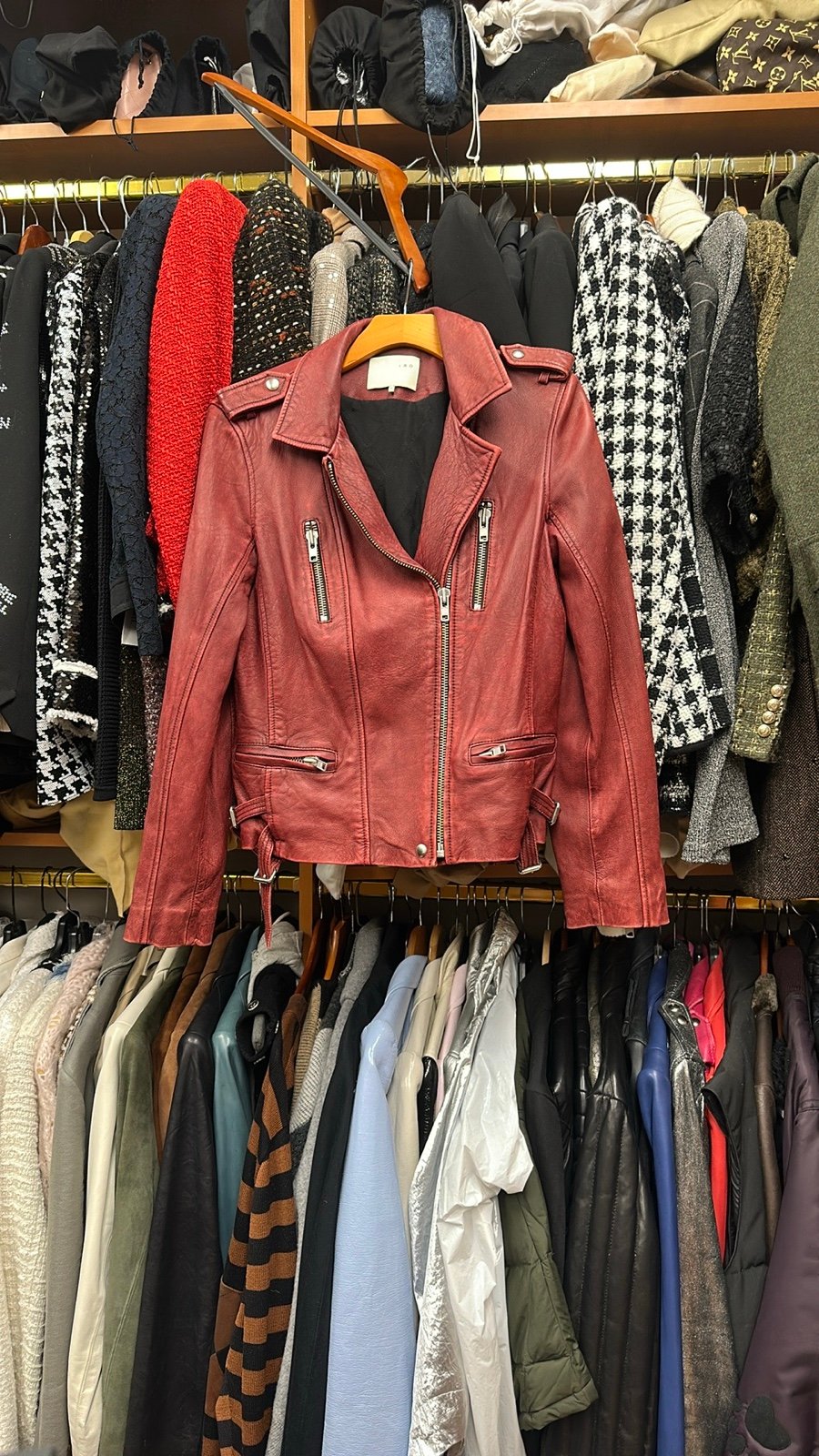 IRO Distressed red Leather Jacket
