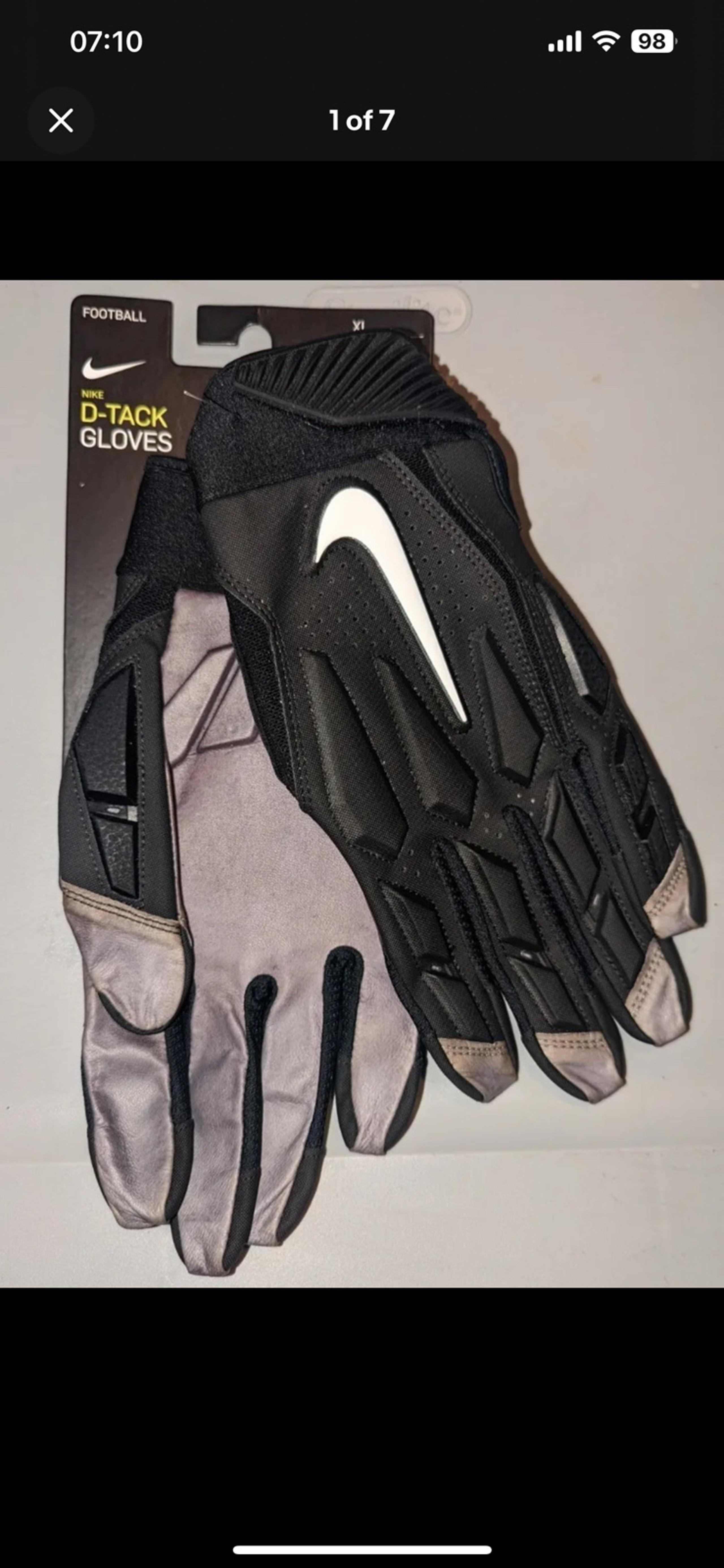 Nike D-Tack Football Padded Gloves Men Size XL Black CV0342-017 $70 Black Gray