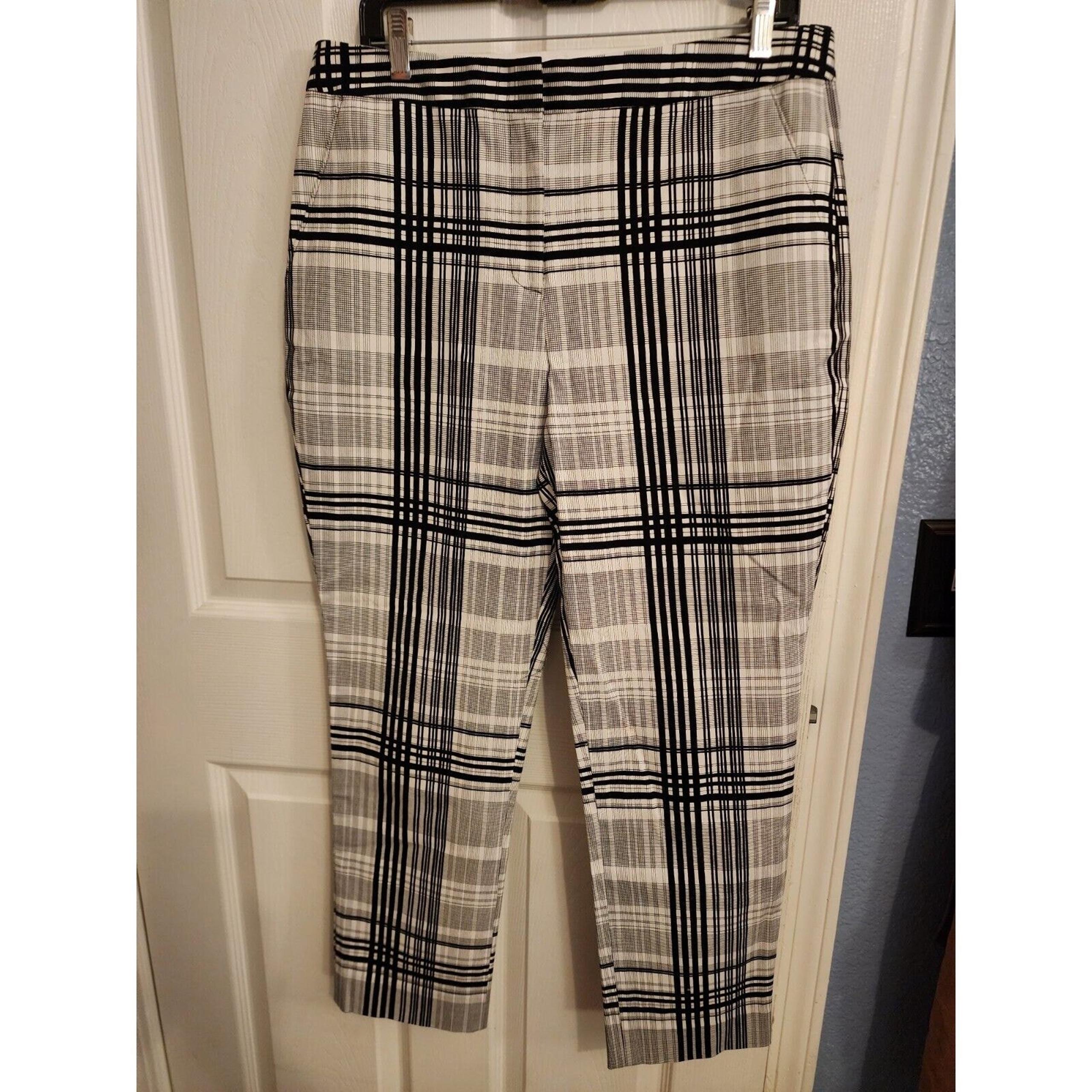 Diane Von Furstenberg Womens Genesis ? Pants Black White Striped Size 12