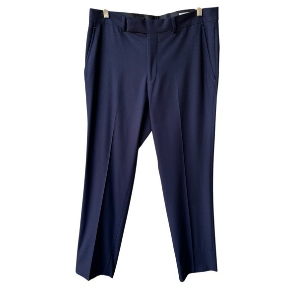 Reaction Kenneth Cole Slacks Dress Pants Sz 31 Navy Blue Stretch Business Suits