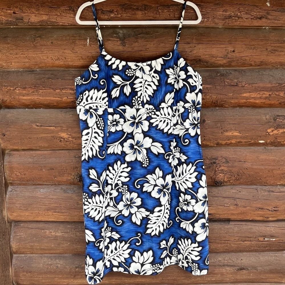 Jade Fashions 1x Made in Hawaii Blue Aloha Dress Summer Beach Sundress