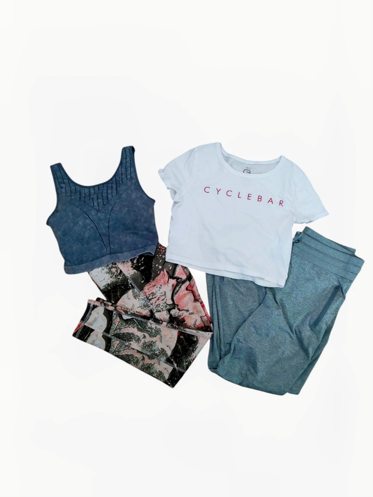 Athletic Wear Bundle Medium Sz 2 Leggings Sports Bra Cycle Bar TShirt