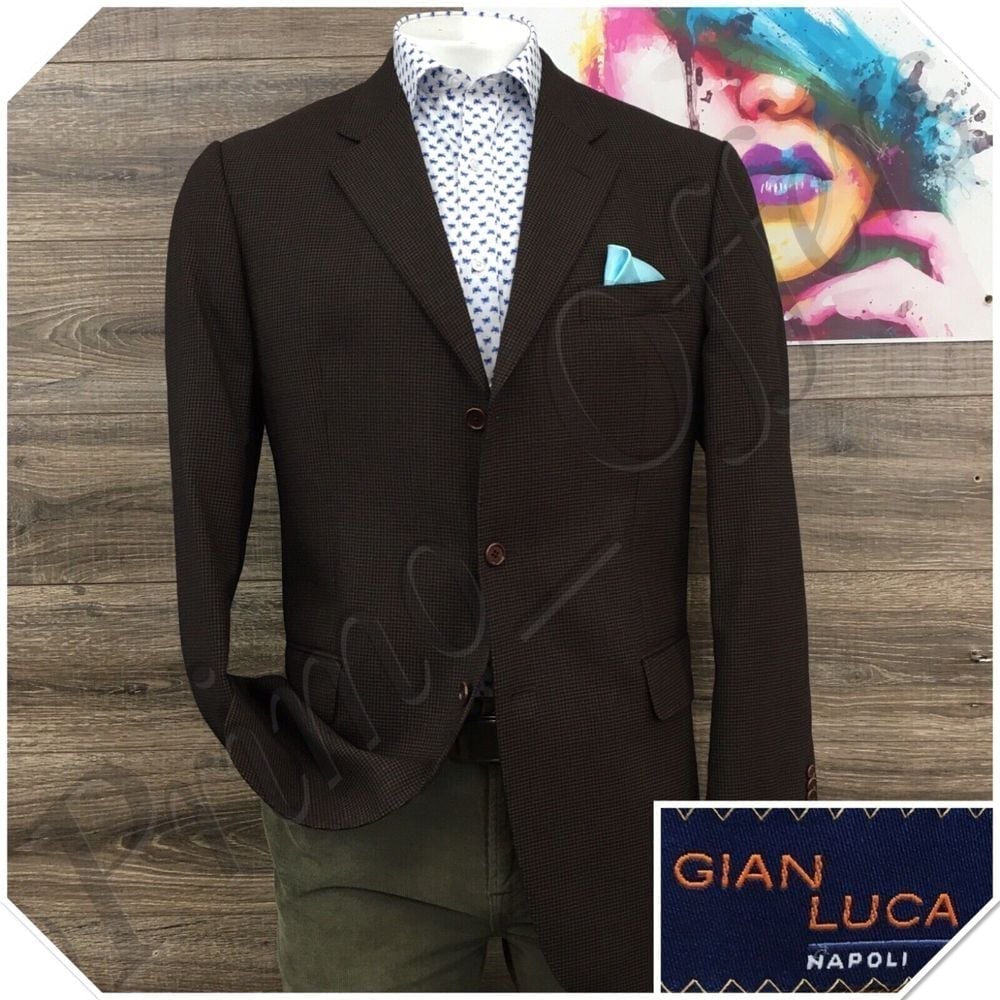 Gian Luca Napoli Mens Blazer Sport Coat Casual Jacket Size 42L Wool Suit