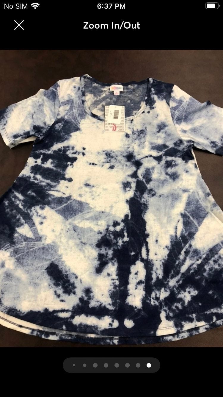 LLR Perfect T Blue/White Tie Dye 8-14 Small Unicorn Lularoe Shirt Tunic