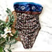 Vintage Malizia La Perla Royal Blue & Brown Strapless One-Piece Swimsuit, sz 42
