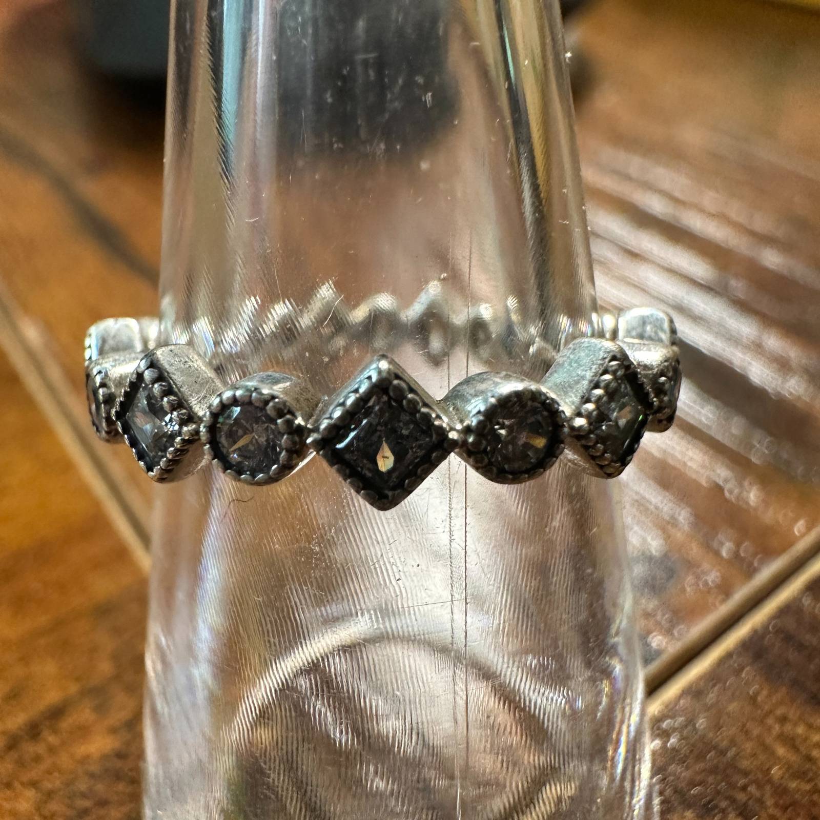 Authentic Pandora Silver Alluring Brilliant Princess CZ Ring Size 7.5 190943CZ