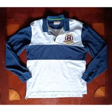 Brooks Brothers Rugby Shirt Mens L Long Sleeve Polo Big Crest White Blue
