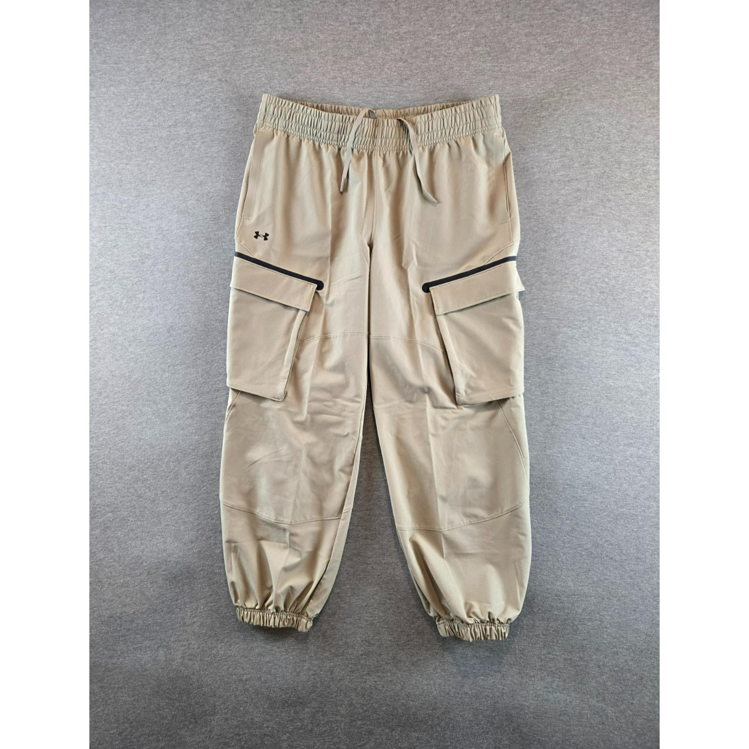 Under Armour Unstoppable Cargo Pants Mens L Beige Joggers Fitted Athleisure