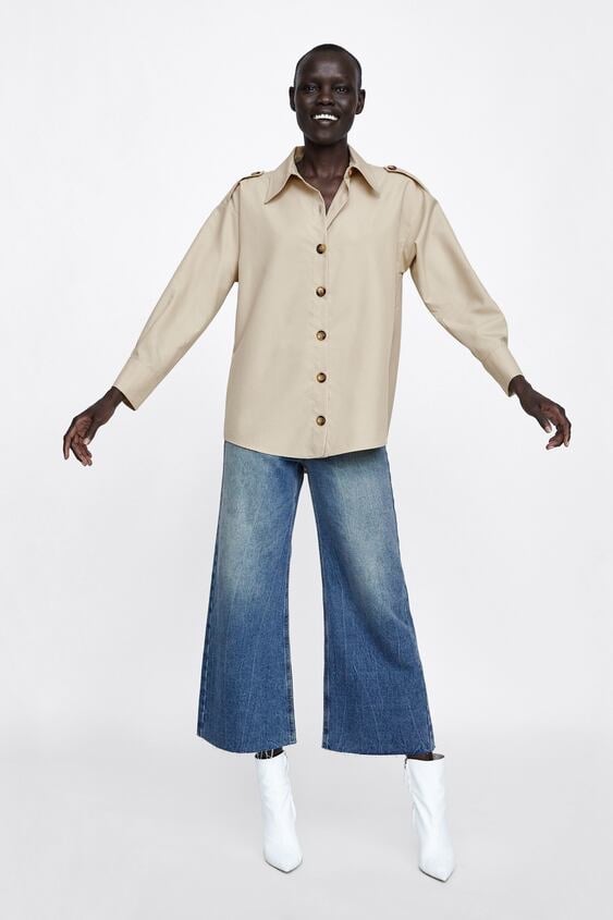 Zara OVERSHIRT WITH CONTRASTING BUTTON