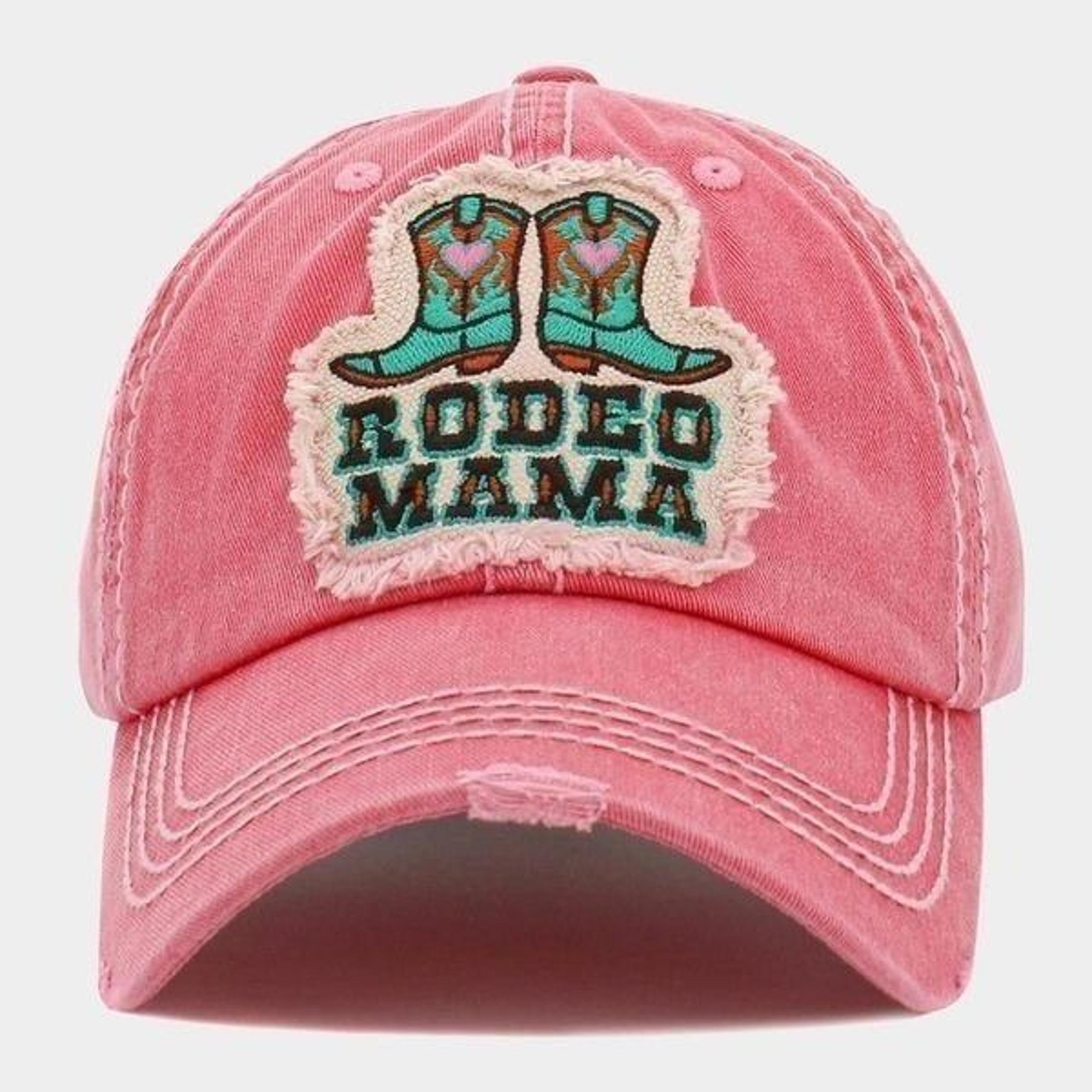 New Boutique Womens Rodeo Mama Distressed Western Cowboy Ball Cap Hat