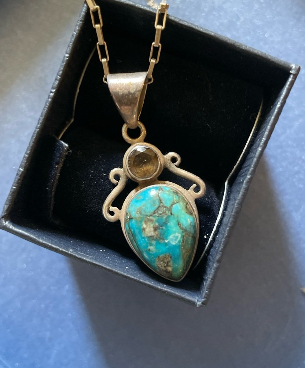 Turquoise and Gem 925 Pendant/Necklace