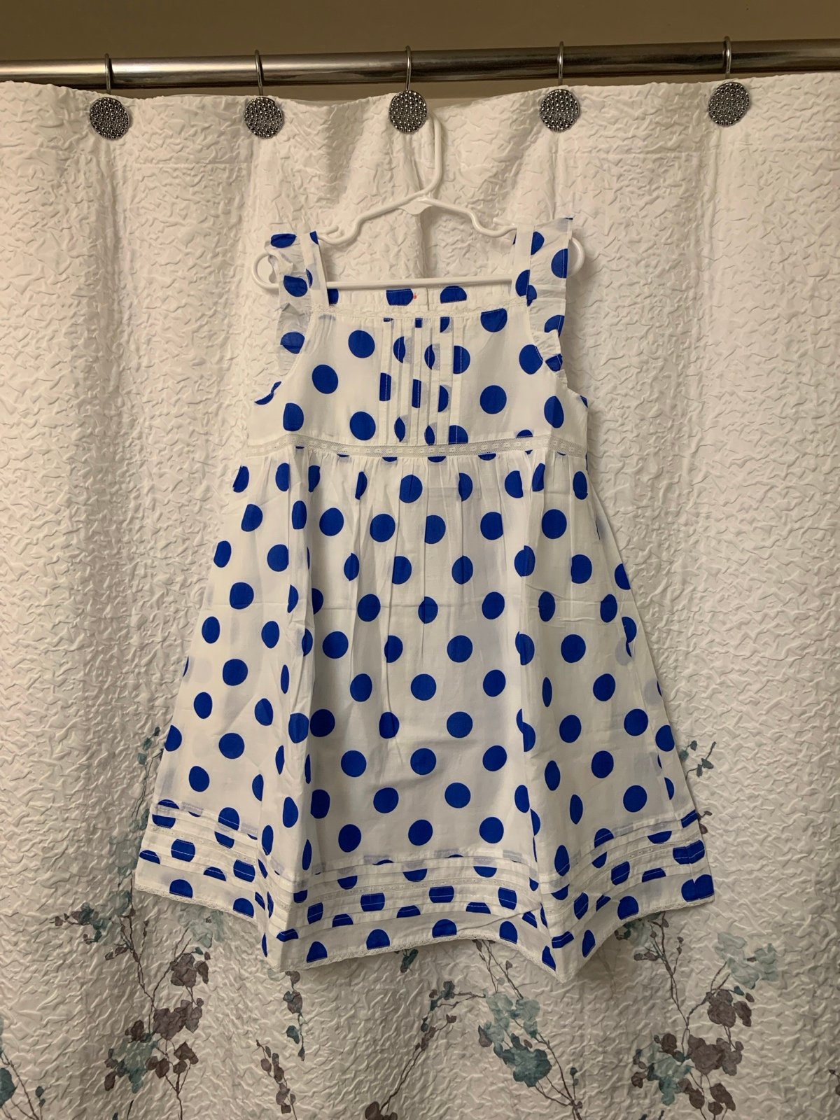 Mini Boden blue polkadots dress 6-7y