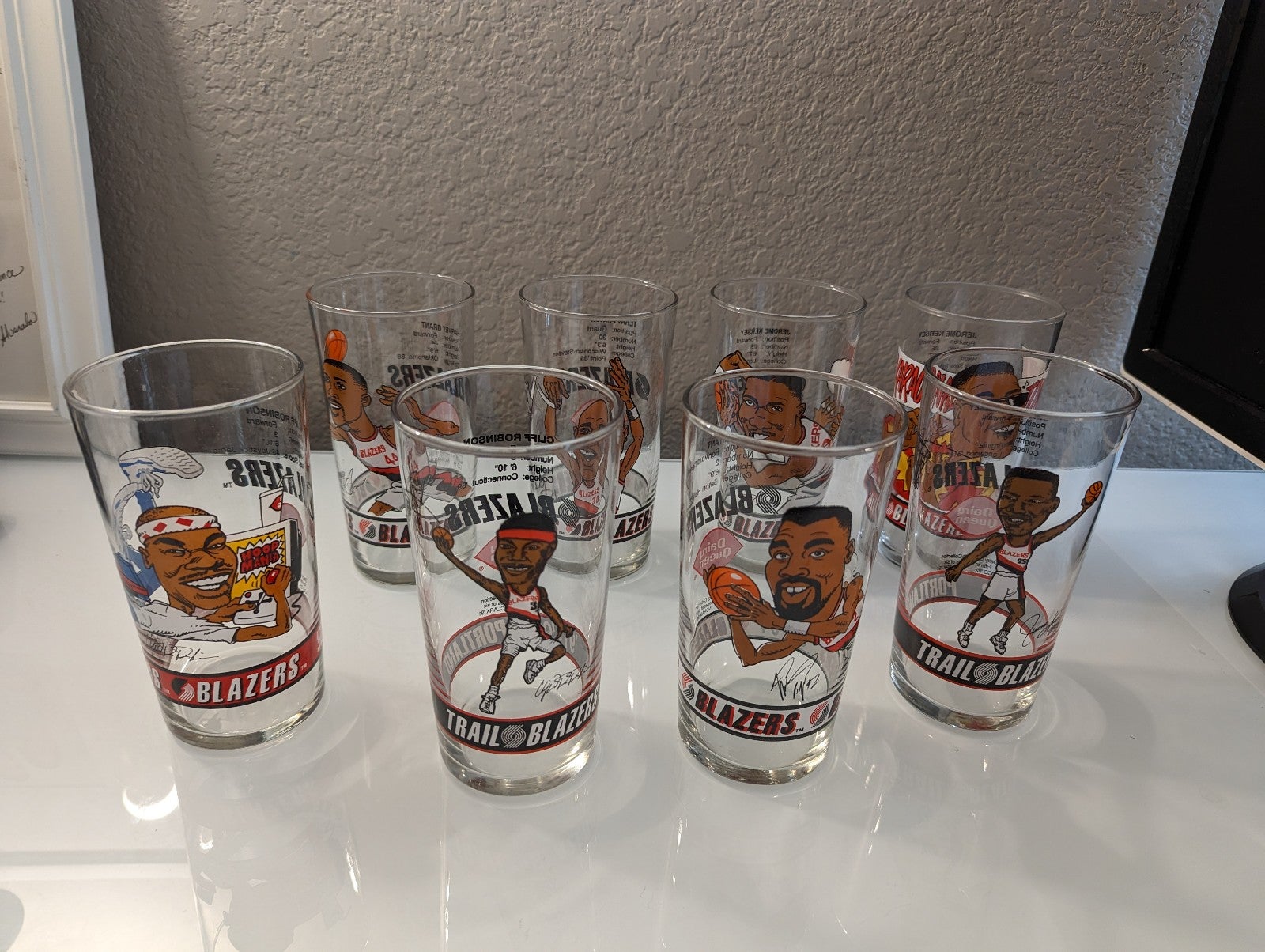 8 Pc Lot Dairy Queen Portland Trail Blazers glasses no duplicates 91-92-93-94.