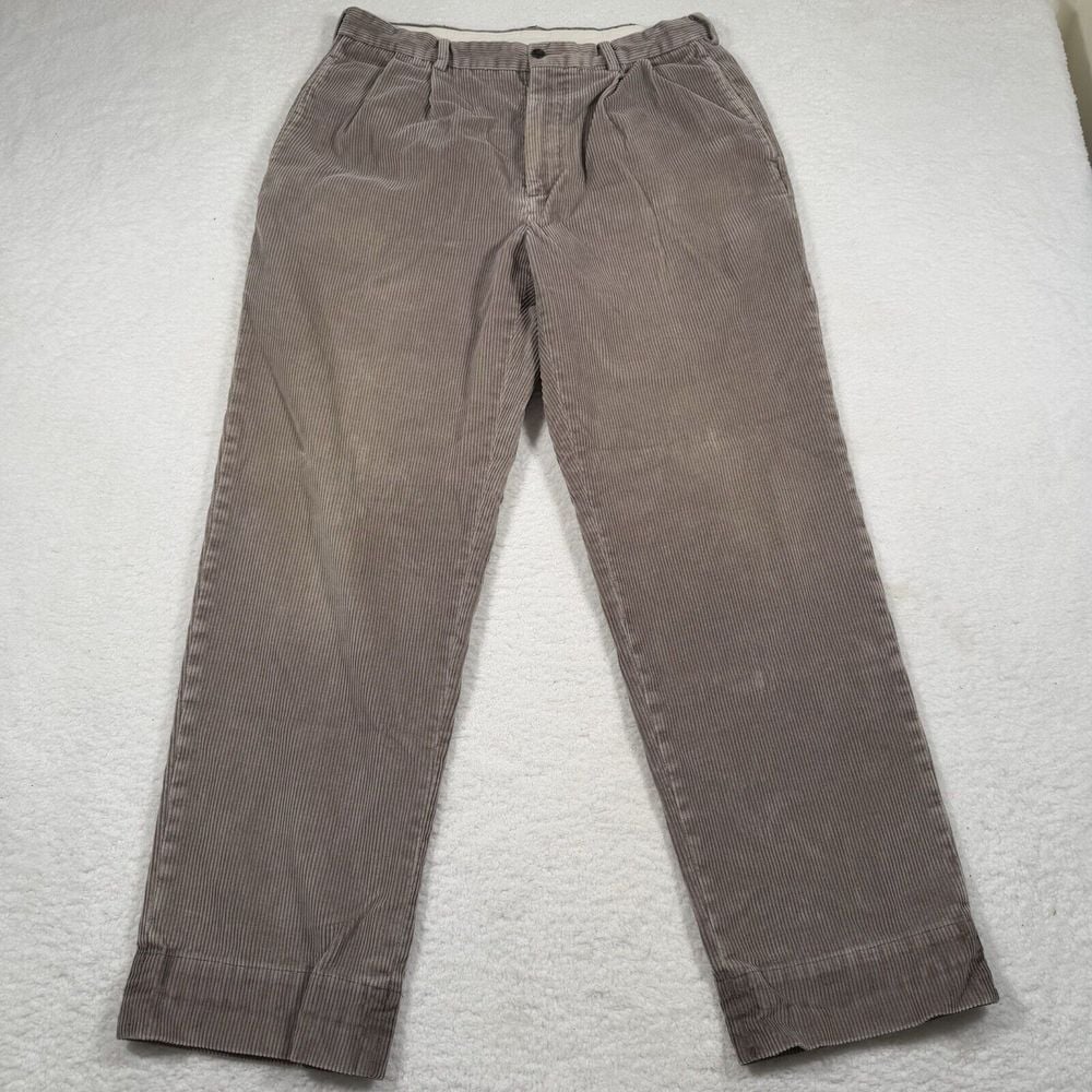 Brooks Brothers Pants Mens 34x30 (Fit 32x30) Brown Elliot Corduroy Pleated