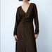 ZARA DRAPED PLAID DRESS BLACK / GREEN