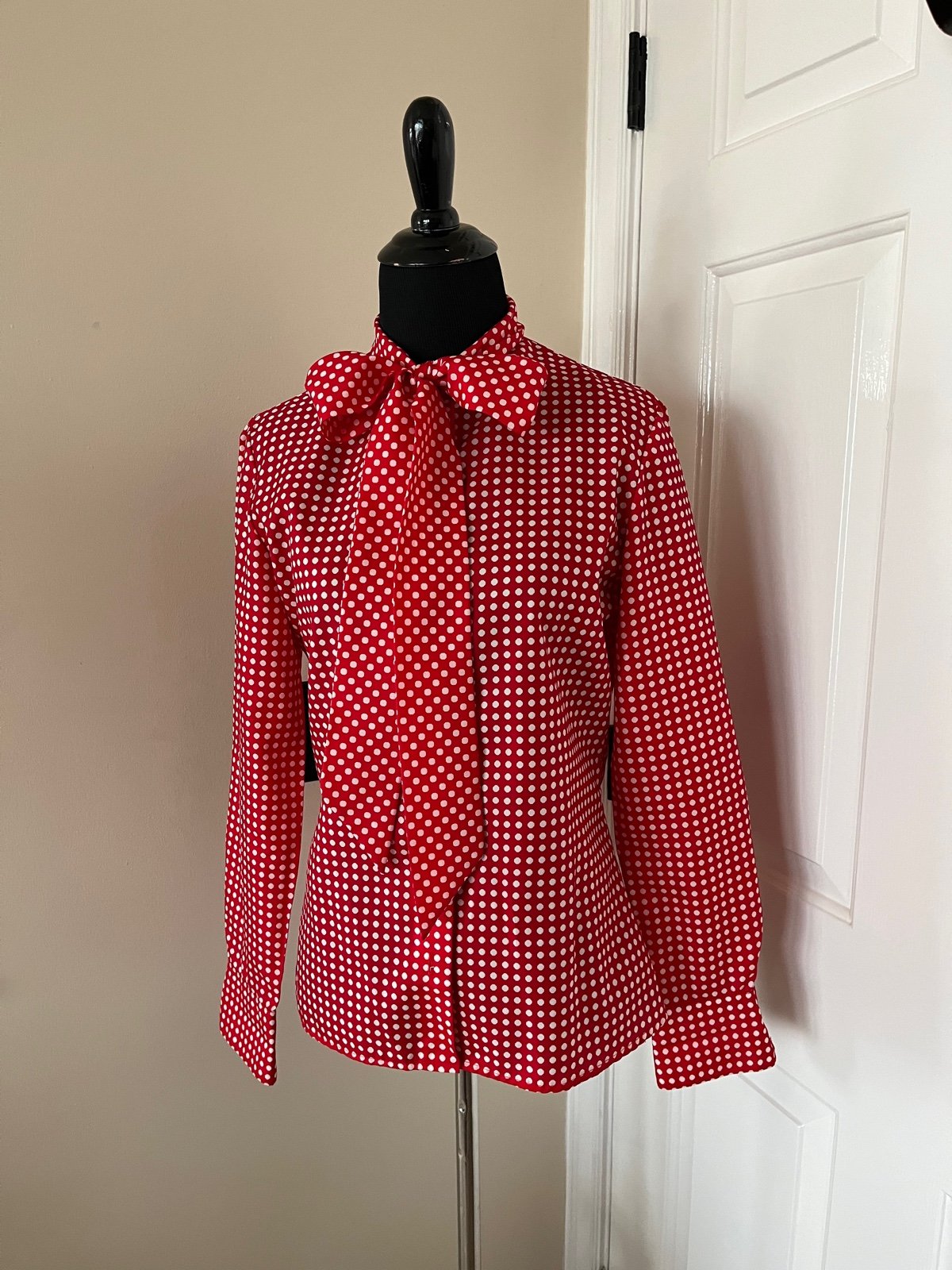 Women’s polka dot vintage long sleeved shirt red/white S
