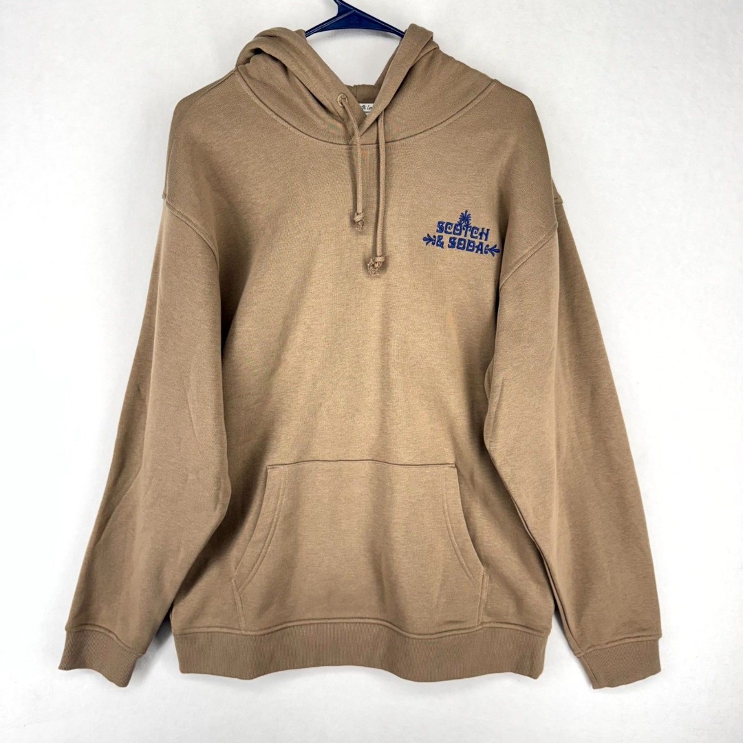 Scotch & Soda Mens Relaxed Fit Fleece Graphic Hoodie Embroidered Size L NEW