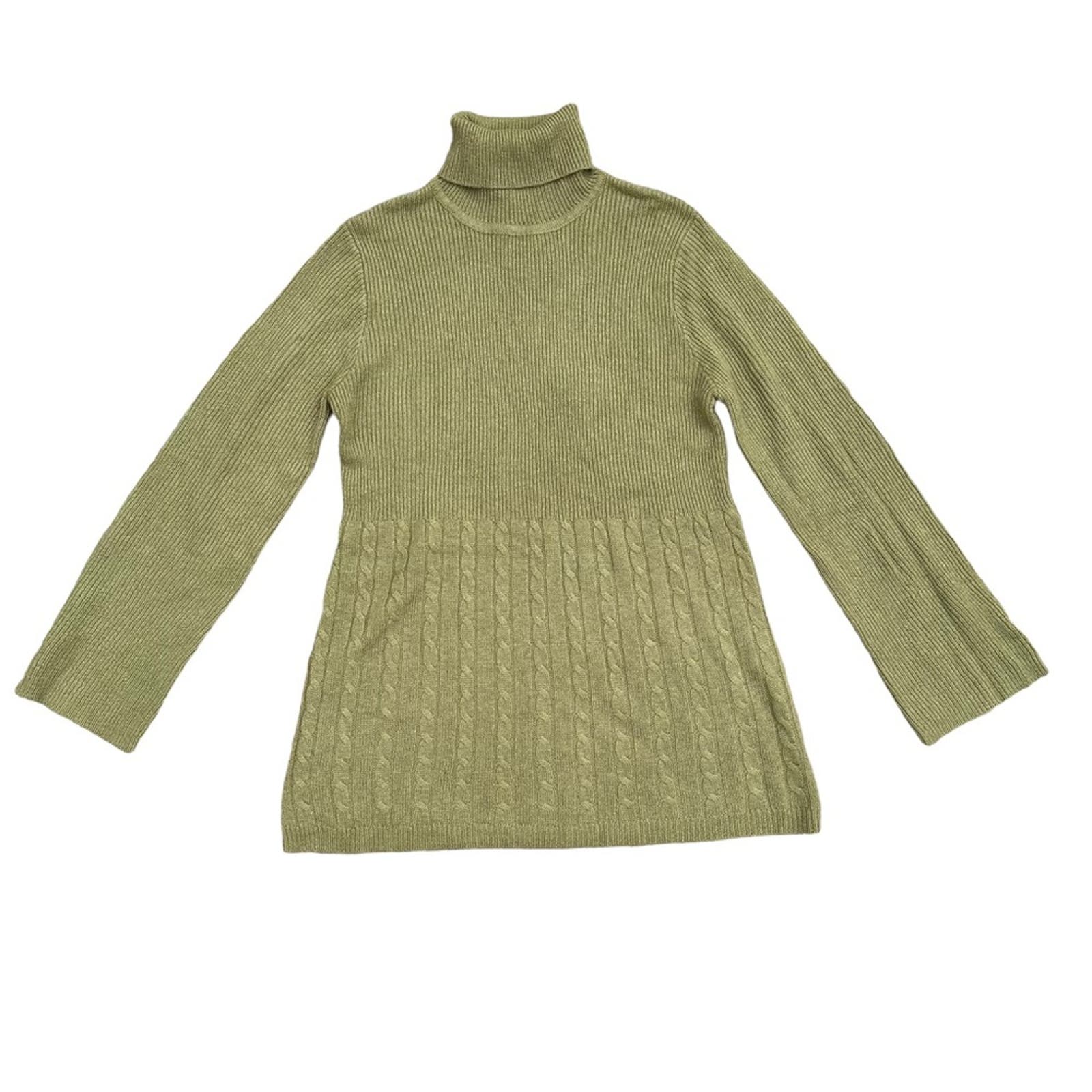 Soft Surroundings Sweater Womens Lambswool Cashmere Angora Green Large NWT