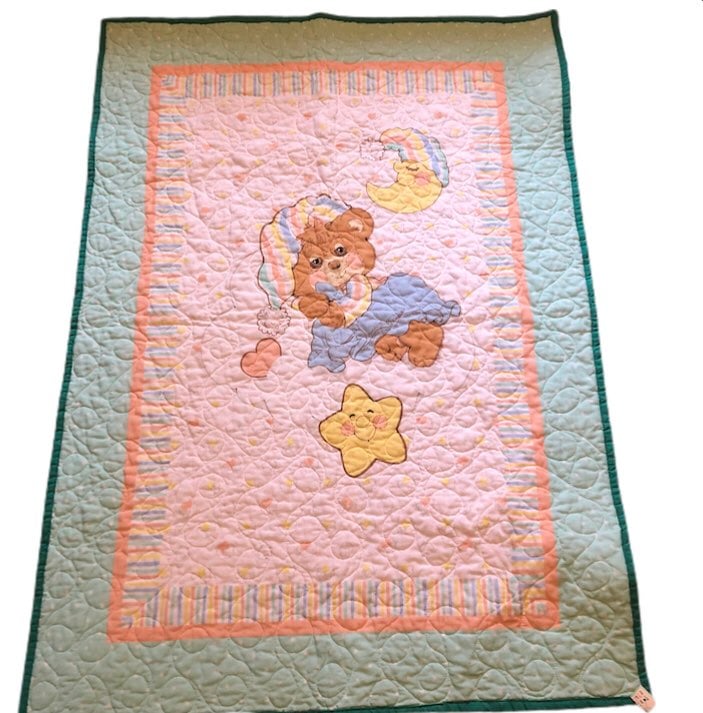 Vintage Baby Morgan Crib Blanket Quilt Sleepy Bear Star Moon