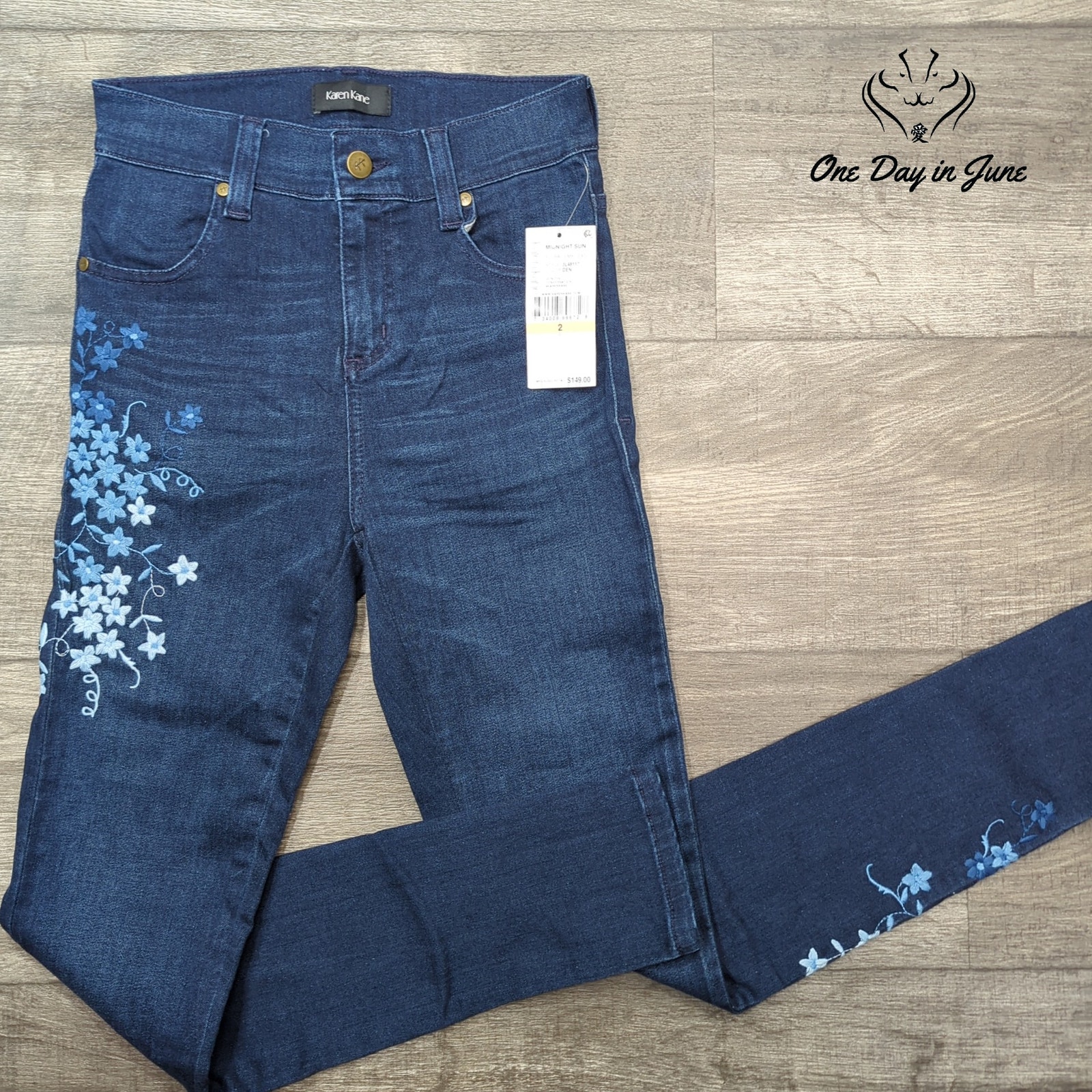 Karen Kane Embroidered Ankle Jeans Size 2