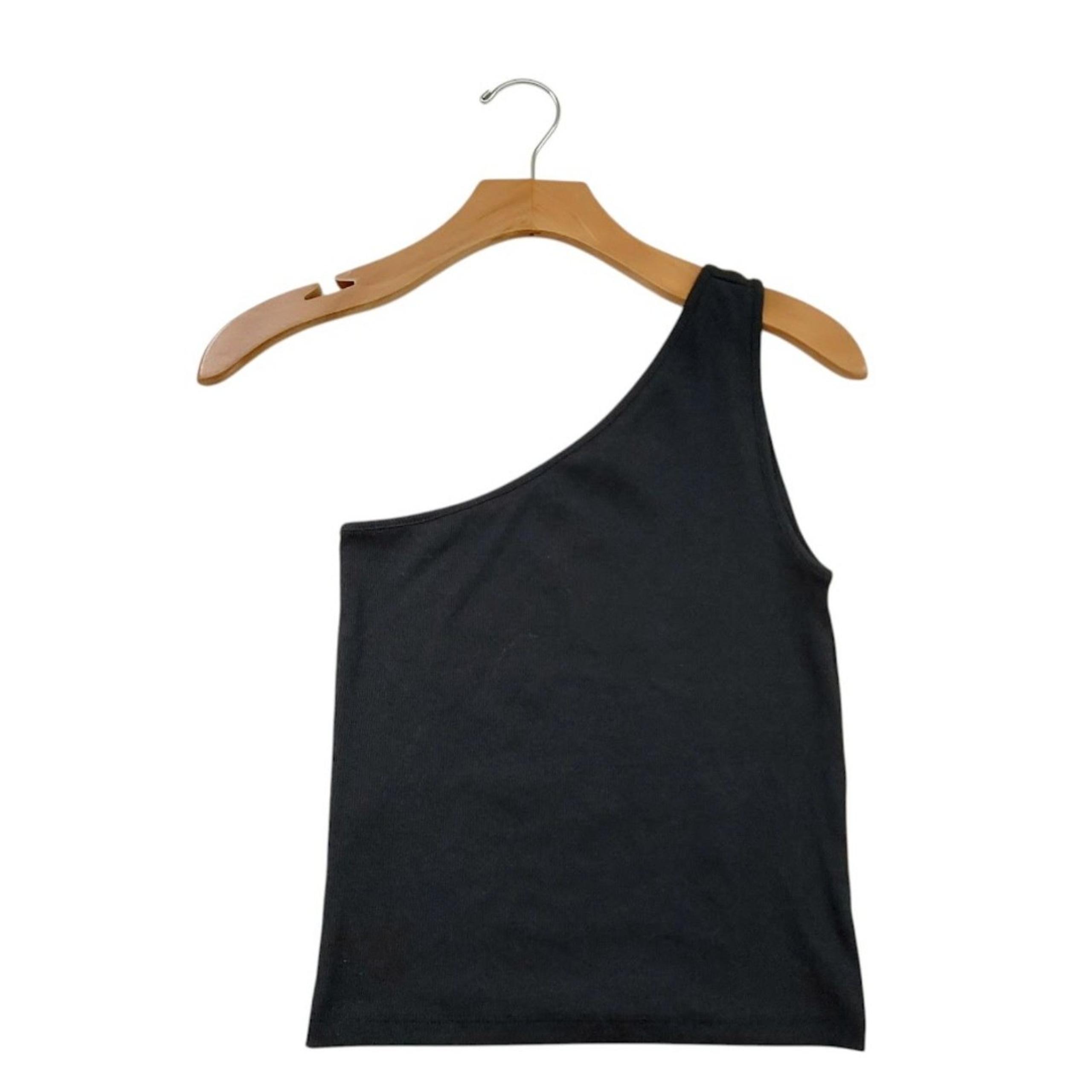 Madewell Tank Top Womens Medium Black Supima Ribbed One-Shoulder Fitted