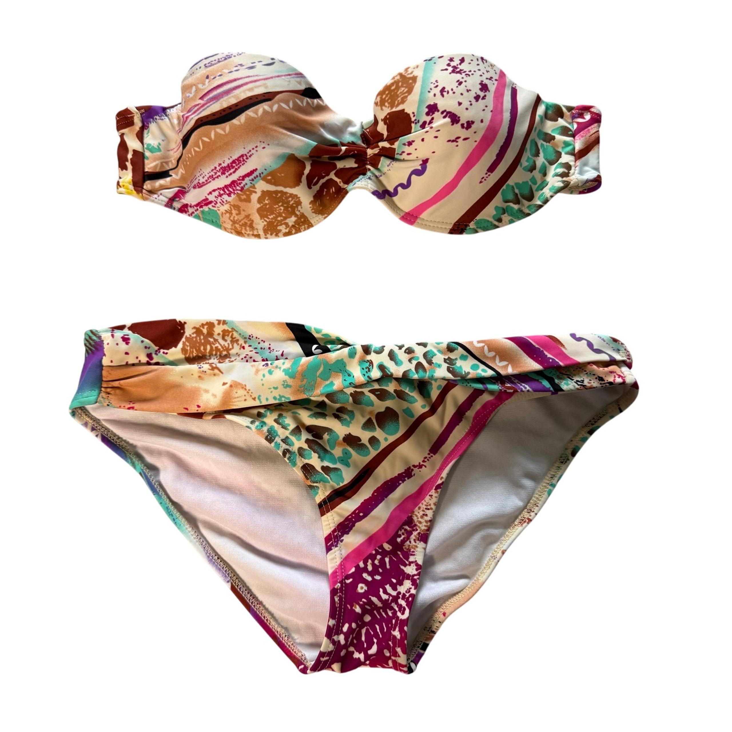 Antiqua Strapless Bikini Set Animal Print Size M
