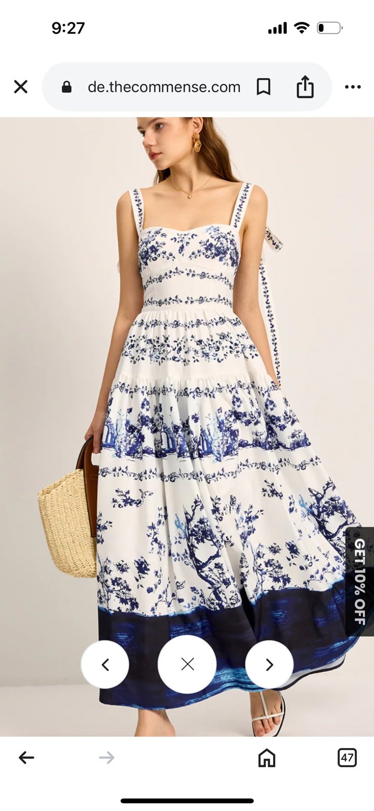 Commense Floral Print Tie-Strap Tiered Dress large