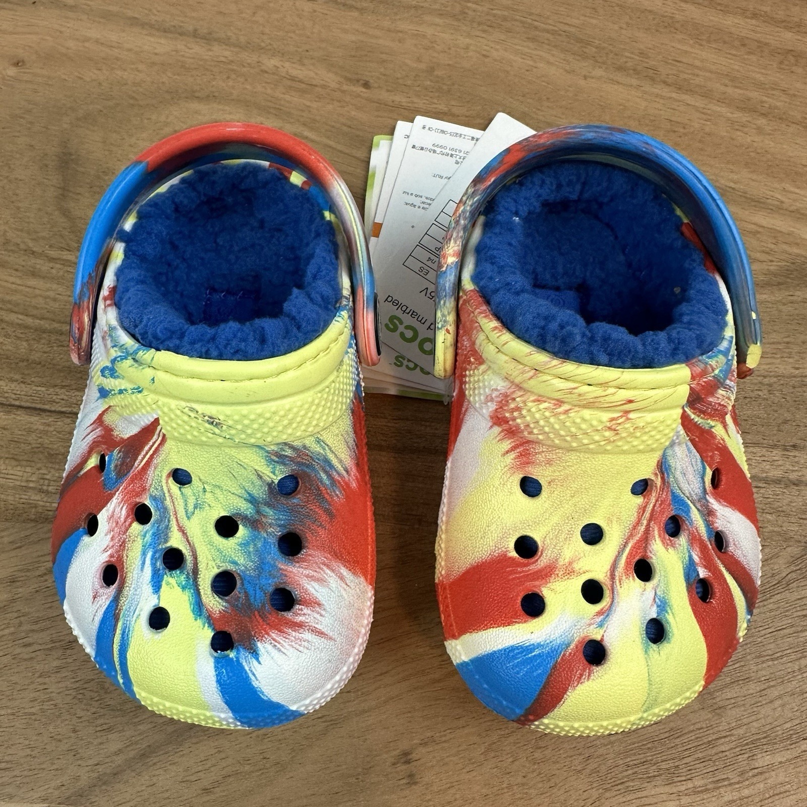 New NWT Little Kids Crocs Classic Lined Marbled Clogs Sandals Shoes Size 4 C