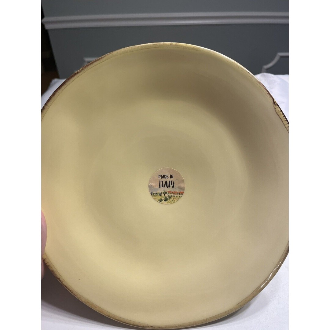 Maioliche Jessica Yellow w Brown Edging 11” Dinner Plates Set of 4 NWT